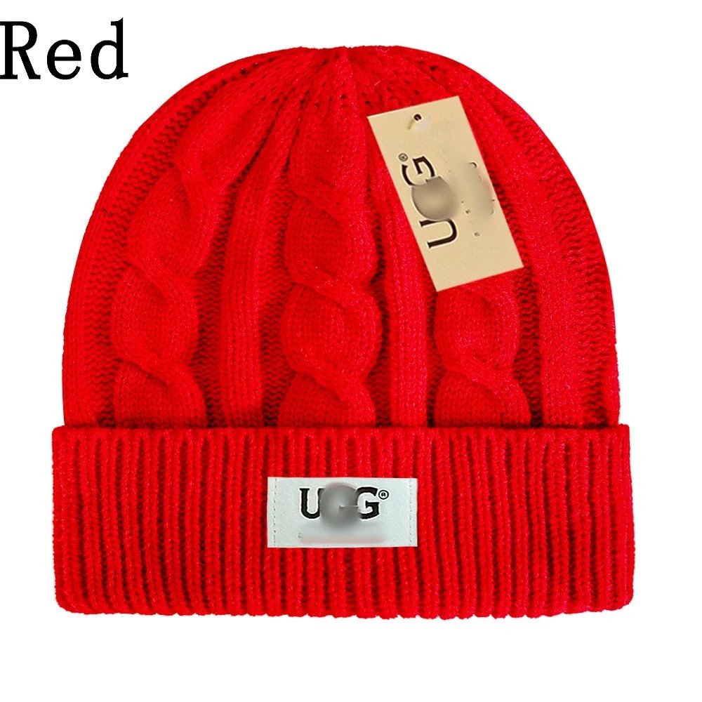 Cable Knit Wool Beanie Winter Hat, Scarlet - UGG - Cnfans - $10.16
