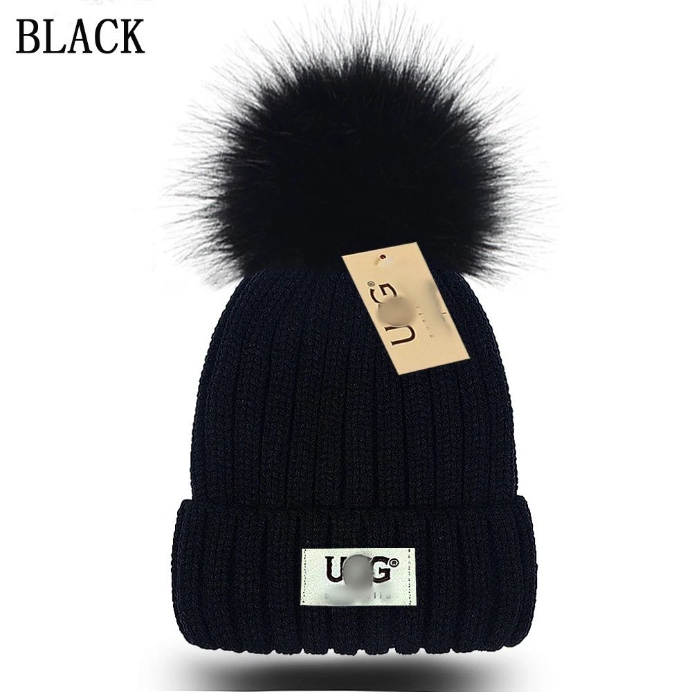 Winter Knit Beanie Hat with Pom Pom - Onyx - Gallery Image 5 - Detailed View