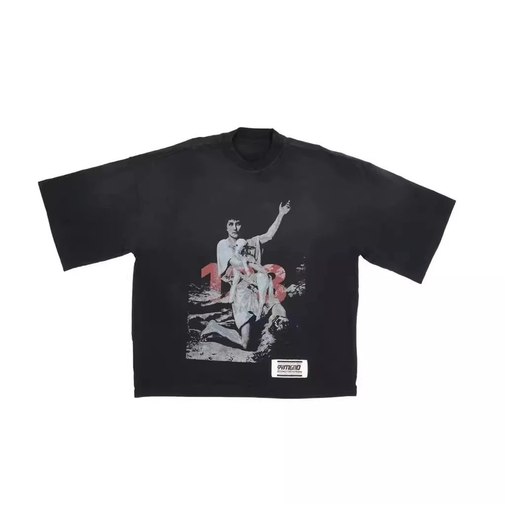 Graphic Crewneck Tee Charcoal - Gallery Image 3 - Detailed View