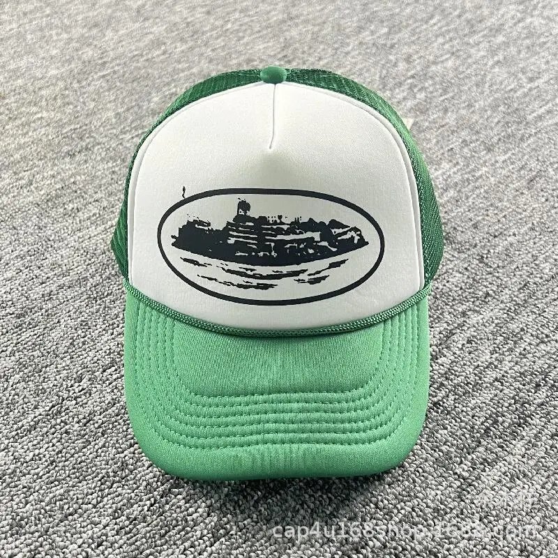 Vintage Mesh Trucker Hat with Ship Print Emerald Green - Other - Cnfans - $15.81