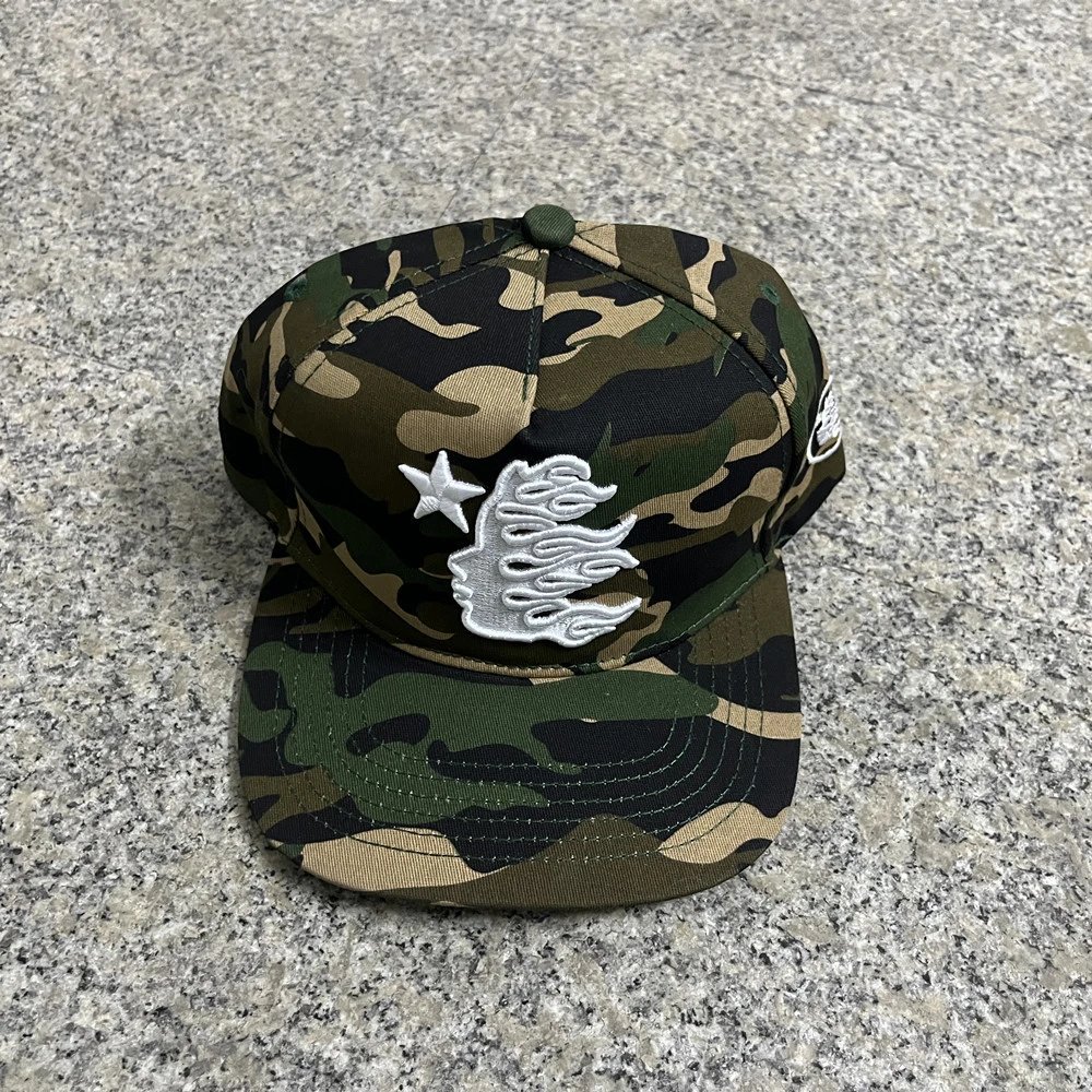 Streetwear Embroidered Hellstar Baseball Cap Navy Blue - Gallery Image 2 - Detailed View