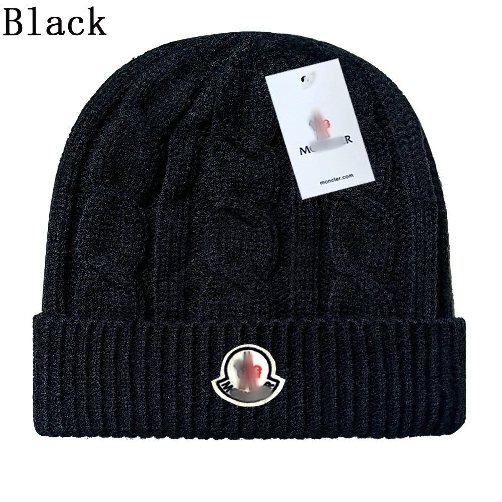 Cable Knit Wool Beanie Winter Warm Hat Charcoal Black - Moncler - Cnfans - $10.16