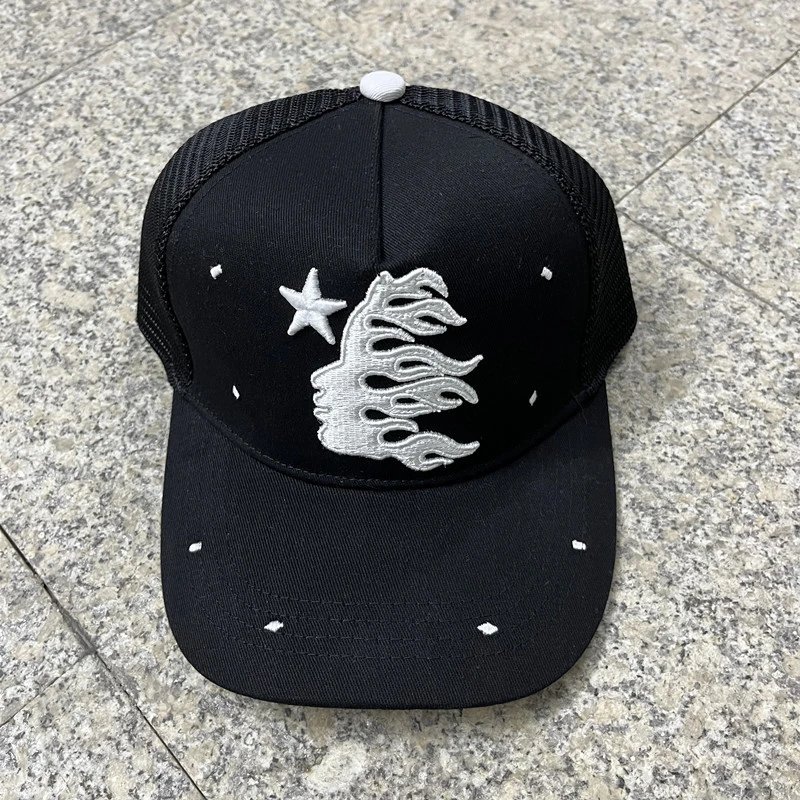 Streetwear Embroidered Baseball Cap Mesh Sun Hat Black - Hellstar - Cnfans - $20.00