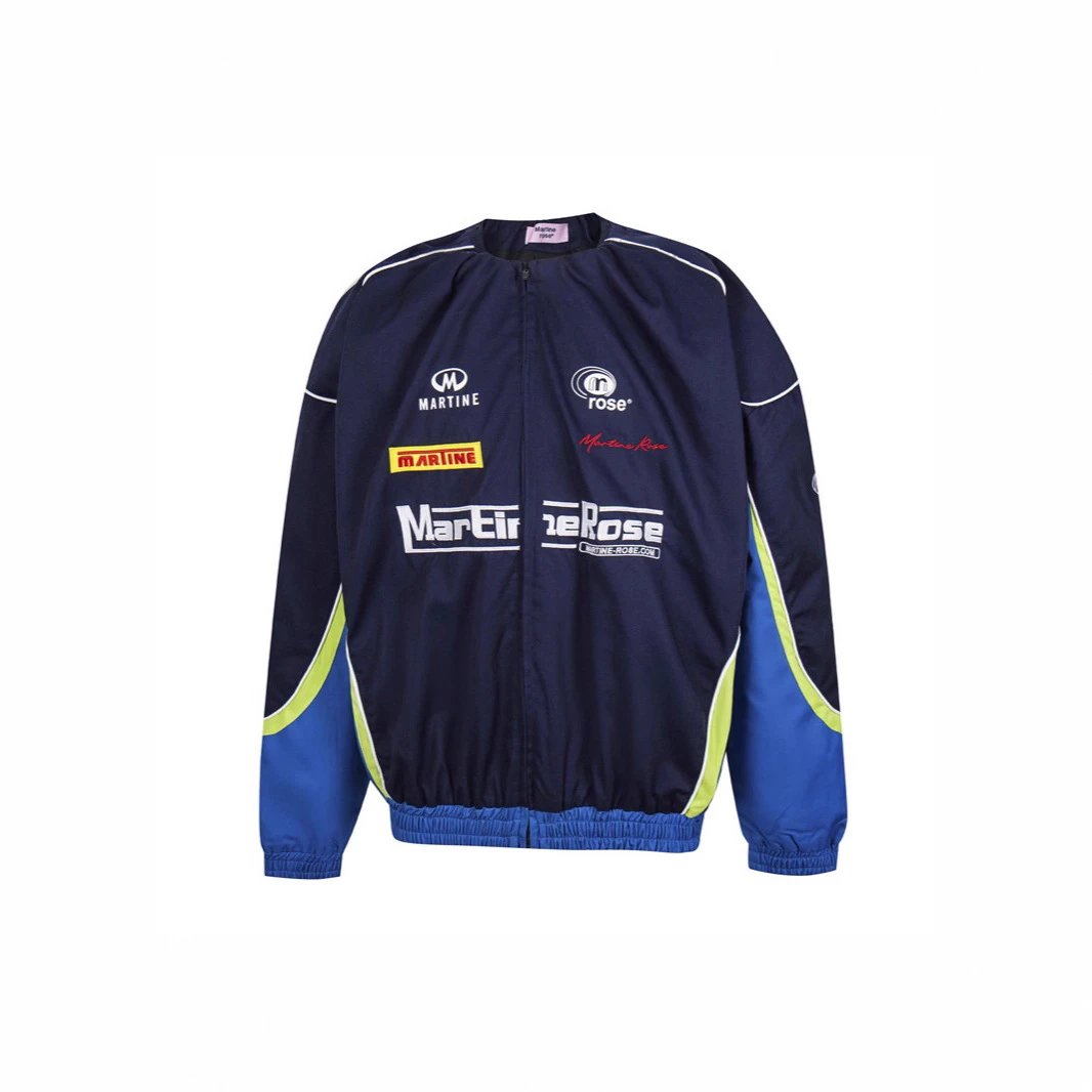 Martine Rose Colorblock Biker Jacket Navy - Gallery Image 5 - Detailed View