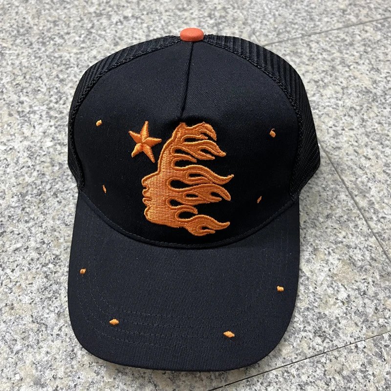 Streetwear Embroidered Baseball Cap Mesh Sun Hat Black - Gallery Image 1 - Detailed View