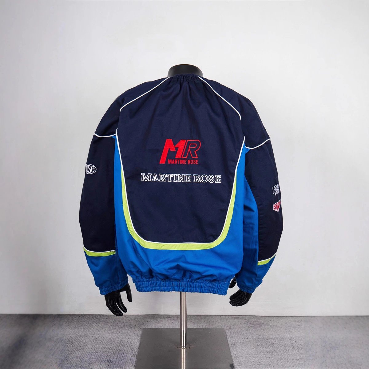 Martine Rose Colorblock Biker Jacket Navy - Gallery Image 2 - Detailed View