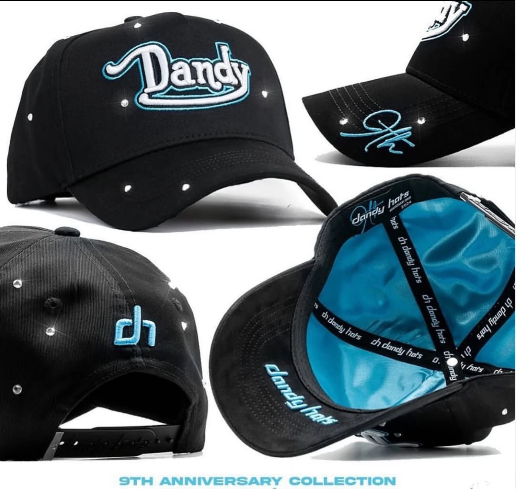 Rhinestone Baseball Cap Dandy Hat Jet Black - Other - Cnfans - $26.29