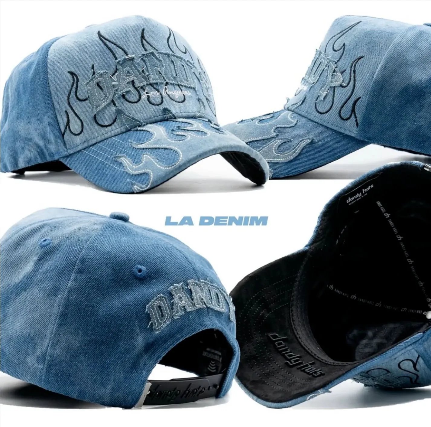 Embroidered Denim Baseball Cap Casual Sky Blue - Other - Cnfans - $26.29