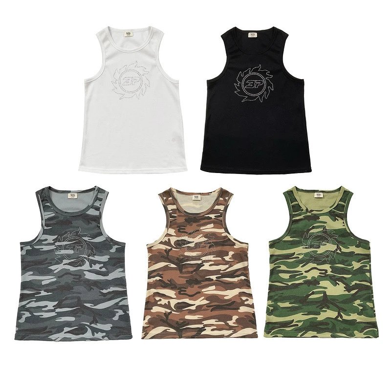 BP Letter Embroidered Camo Tank Green - Gallery Image 5 - Detailed View