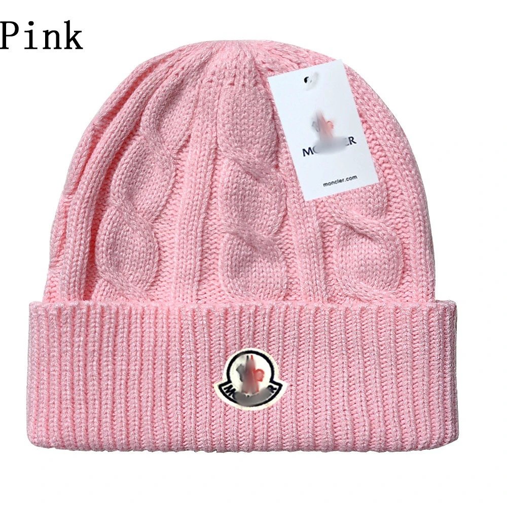 Cable Knit Wool Beanie Winter Hat Warm Blush Pink - Moncler - Cnfans - $10.16