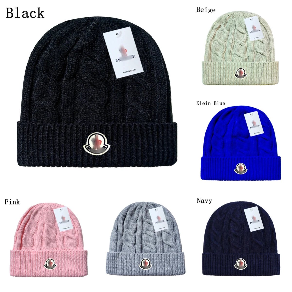 Cable Knit Winter Beanie Warm Wool Hat Light Gray - Gallery Image 1 - Detailed View