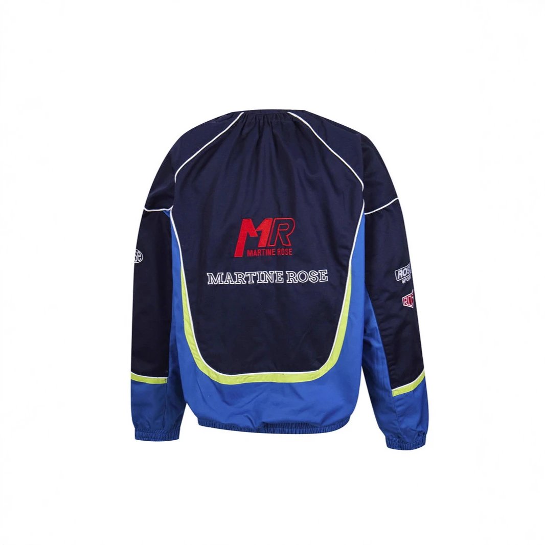 Martine Rose Colorblock Biker Jacket Navy - Gallery Image 4 - Detailed View