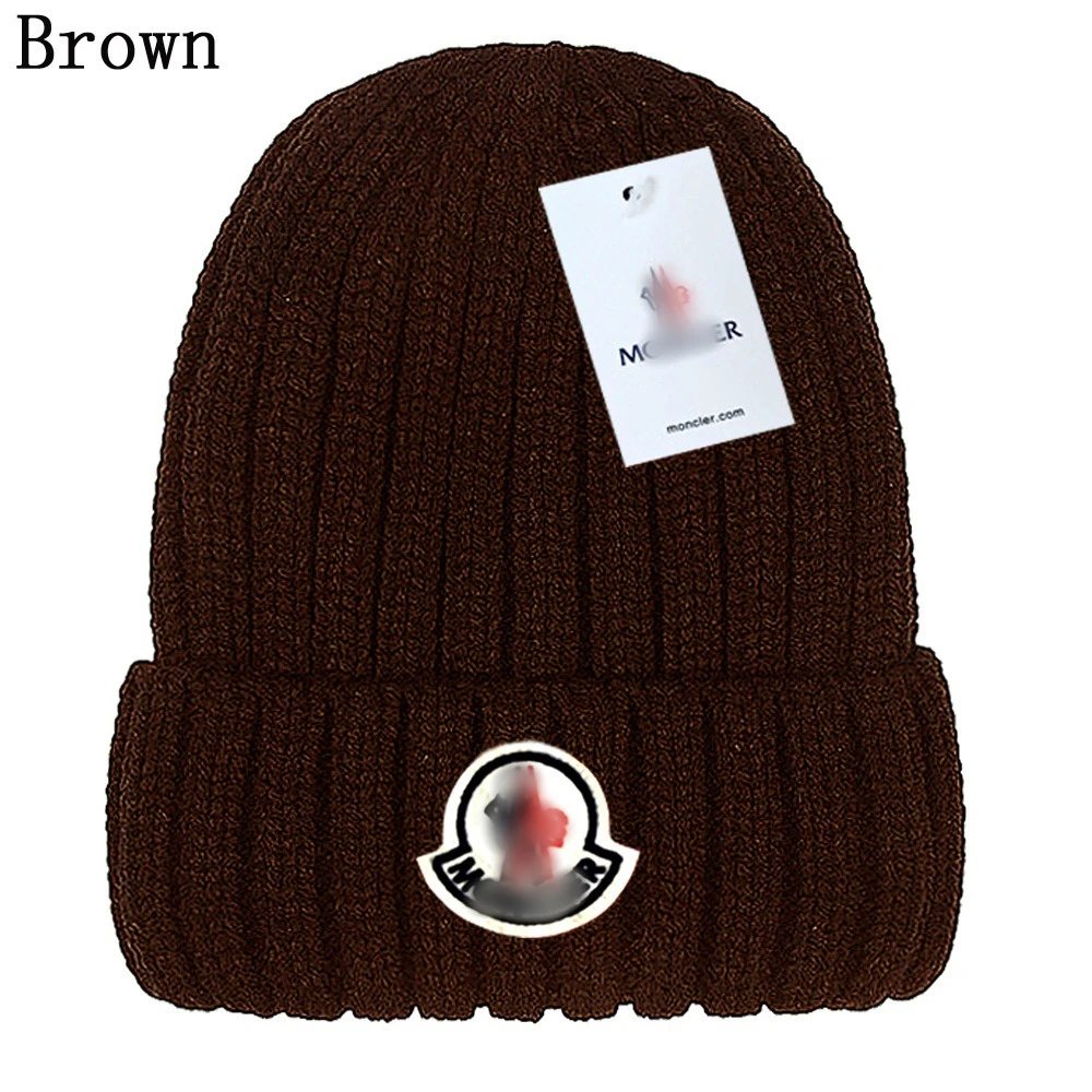 Ribbed Knit Beanie Winter Warm Hat Unisex Outdoor Chestnut Brown - Moncler - Cnfans - $10.16