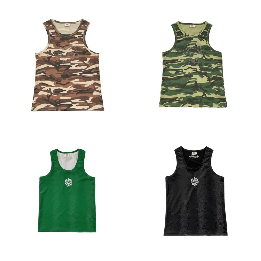 BP Letter Embroidered Camo Tank Green - Related Product - Cnfans