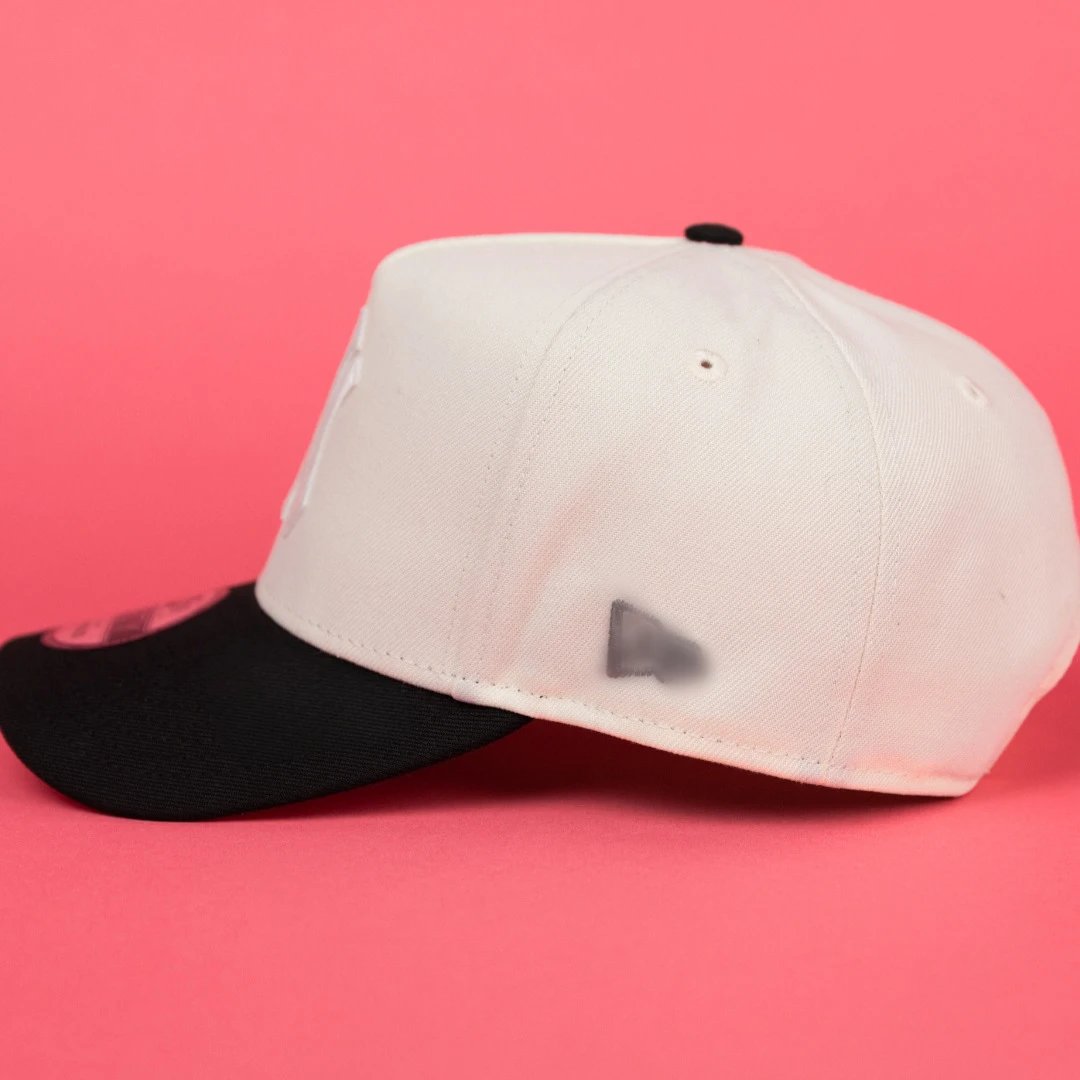 NY Embroidered Baseball Cap White Black - Gallery Image 4 - Detailed View