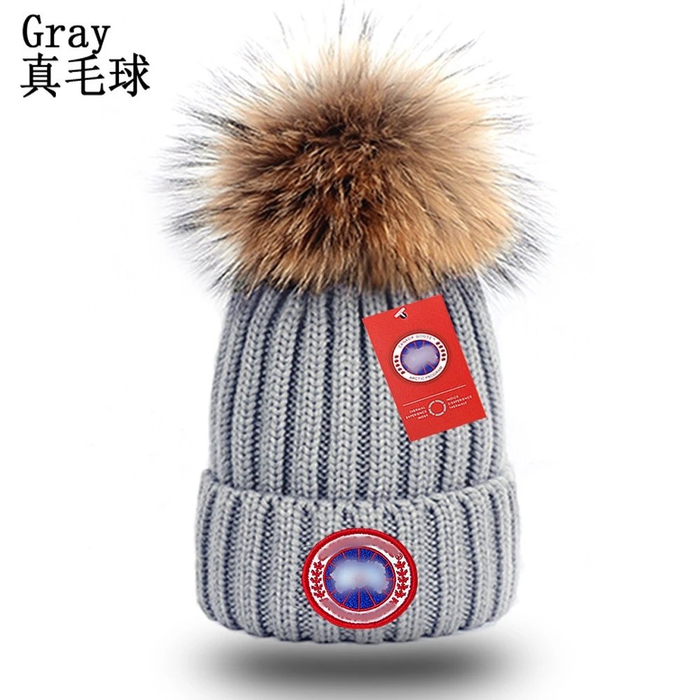 Winter Chunky Knit Beanie with Fur Pom Earflap Grey - Gallery Image 3 - Detailed View