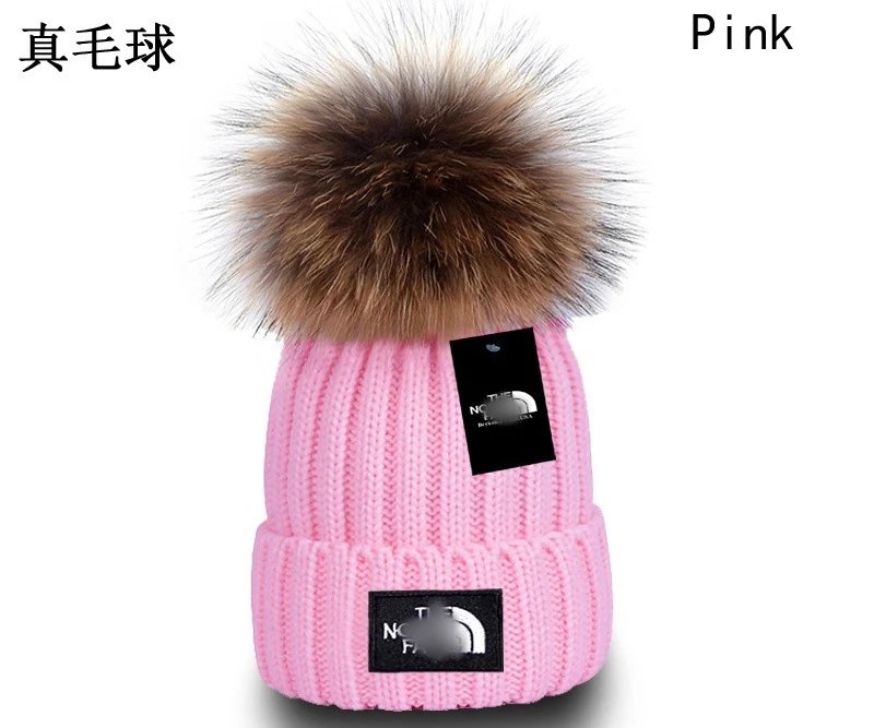 Winter Knit Beanie with Fox Fur Pom Pom Bubblegum - The North Face - Cnfans - $15.65