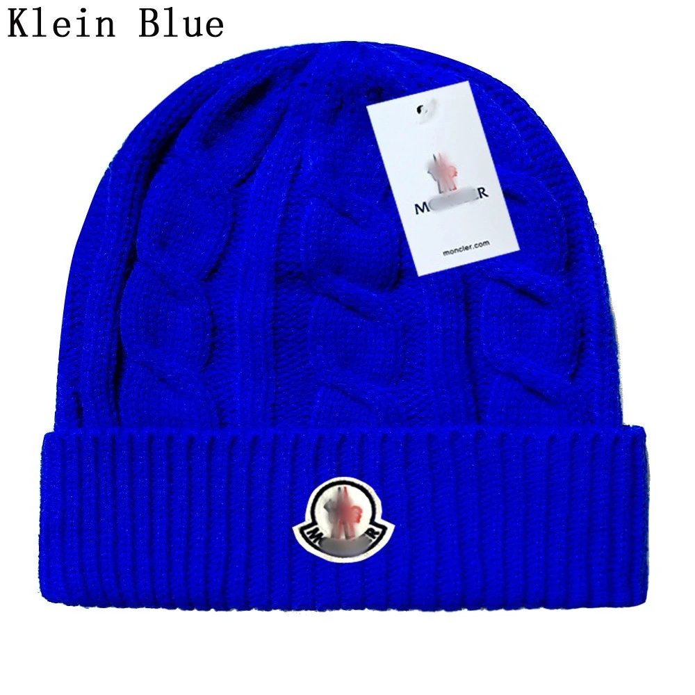 Cable Knit Wool Beanie Winter Warm Hat Klein Blue - Moncler - Cnfans - $10.16