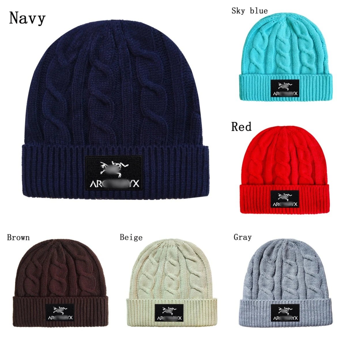 Cable Knit Beanie Unisex Warm Winter Hat Jet Black - Gallery Image 1 - Detailed View