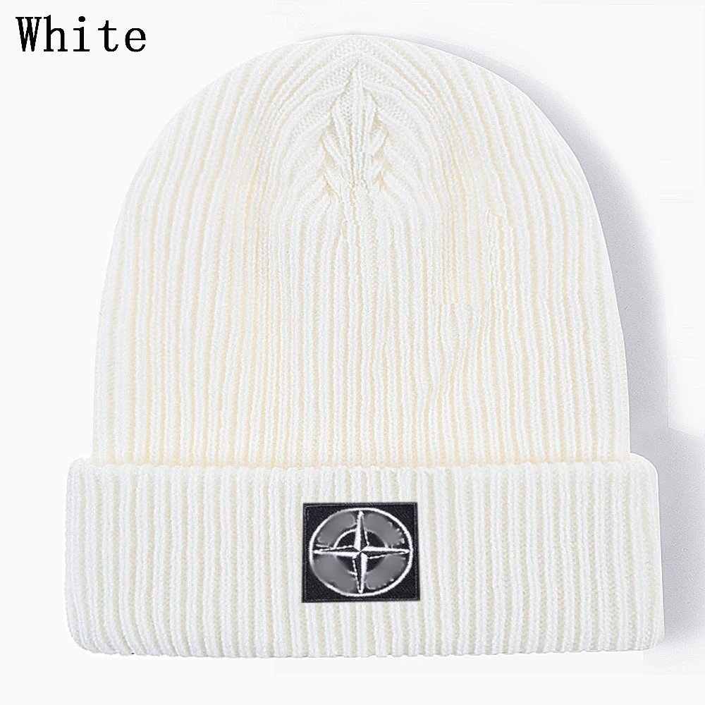 Winter Knit Skull Cap Hip Hop Beanie - Ivory - Stone Island - Cnfans - $10.16