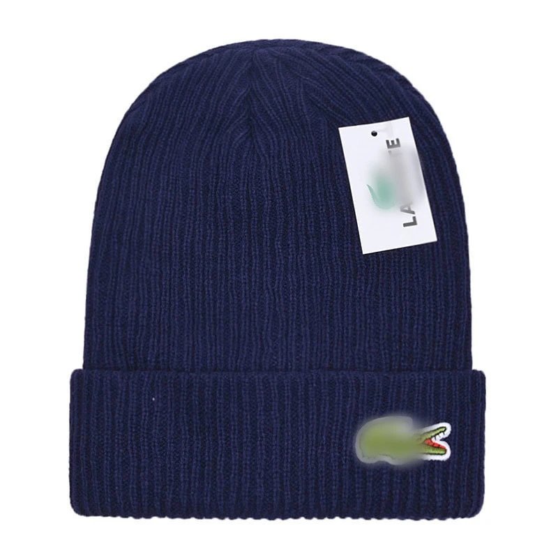Casual Knit Beanie Hat Warm Winter Cap Indigo - Lacoste - Cnfans - $10.16
