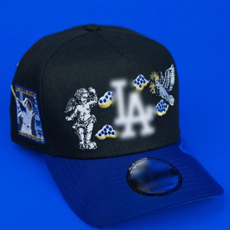 LA Embroidered Baseball Cap Fashion Hat Cobalt - Gallery Image 2 - Detailed View