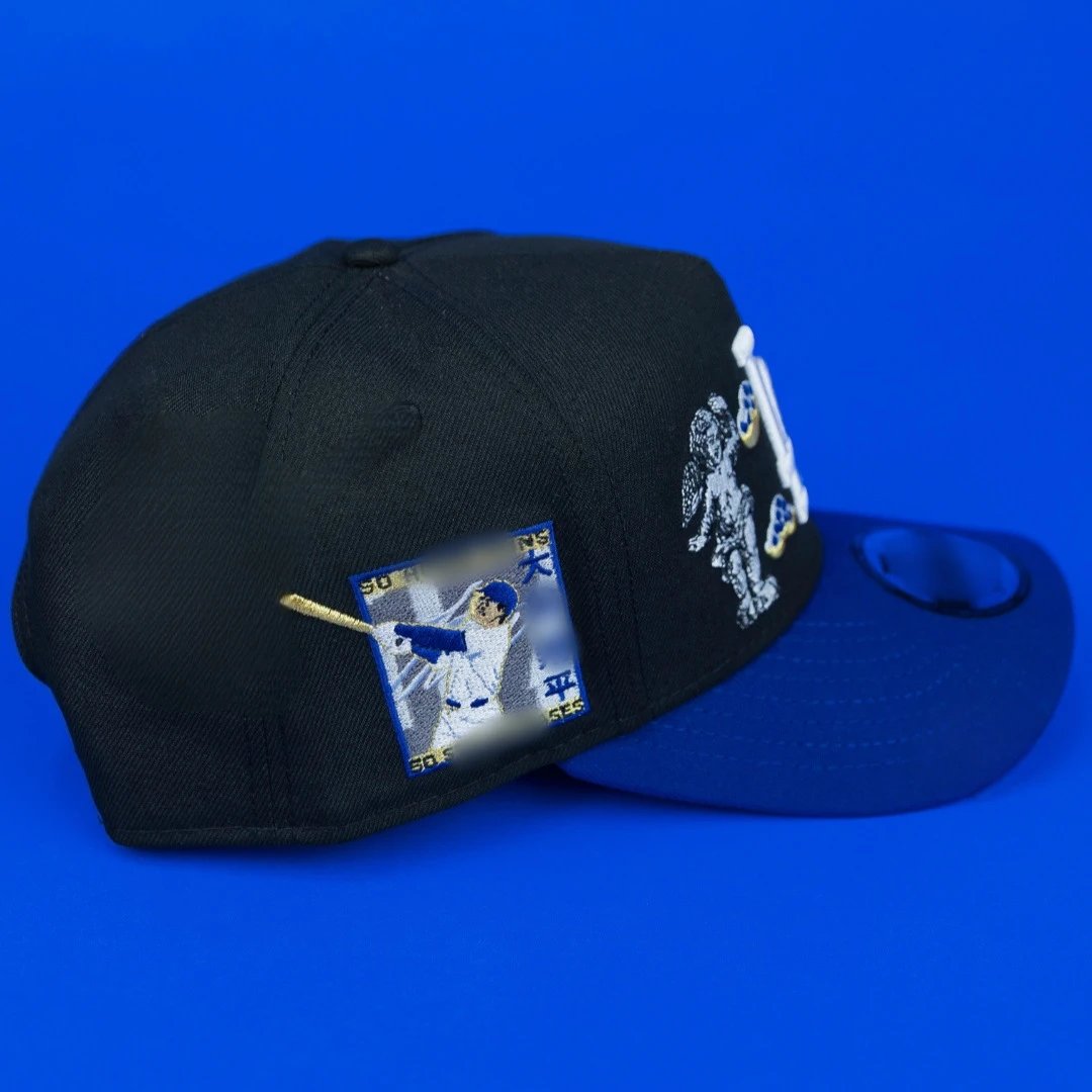 LA Embroidered Baseball Cap Fashion Hat Cobalt - Gallery Image 3 - Detailed View