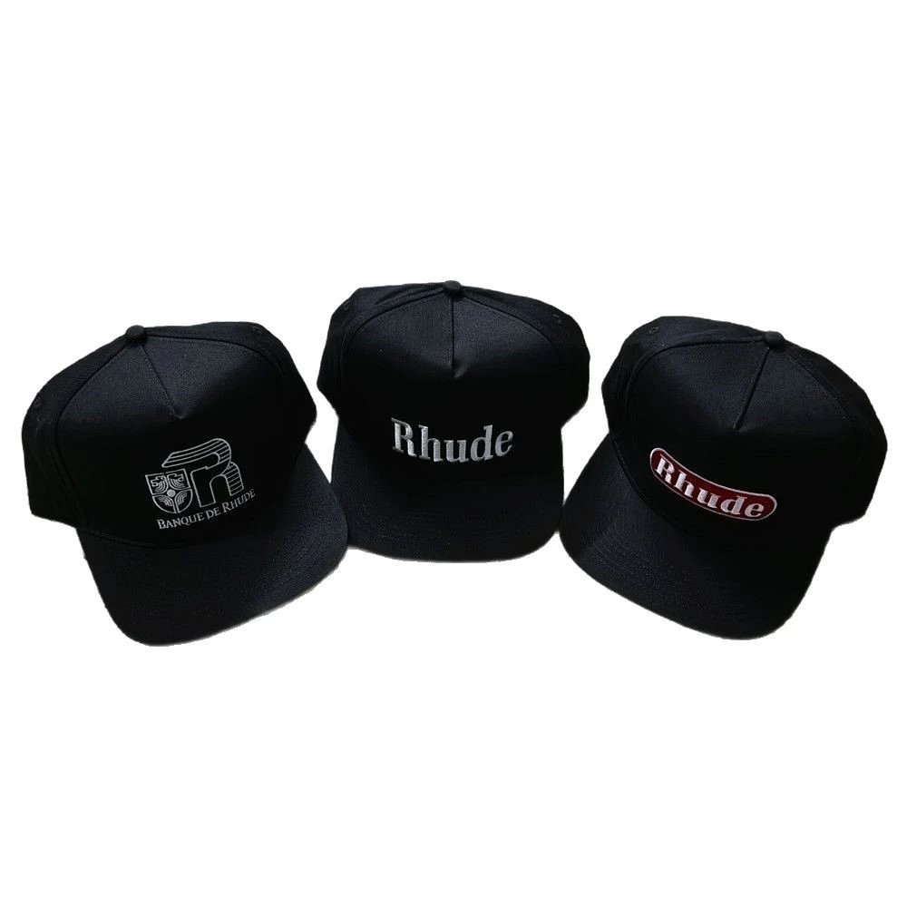 Rhude Embroidered Baseball Cap Black - Gallery Image 5 - Detailed View