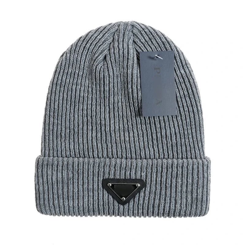 Knit Beanie Hat Unisex Wool Blend Warm Cold Weather Gray - Prada - Cnfans - $10.16