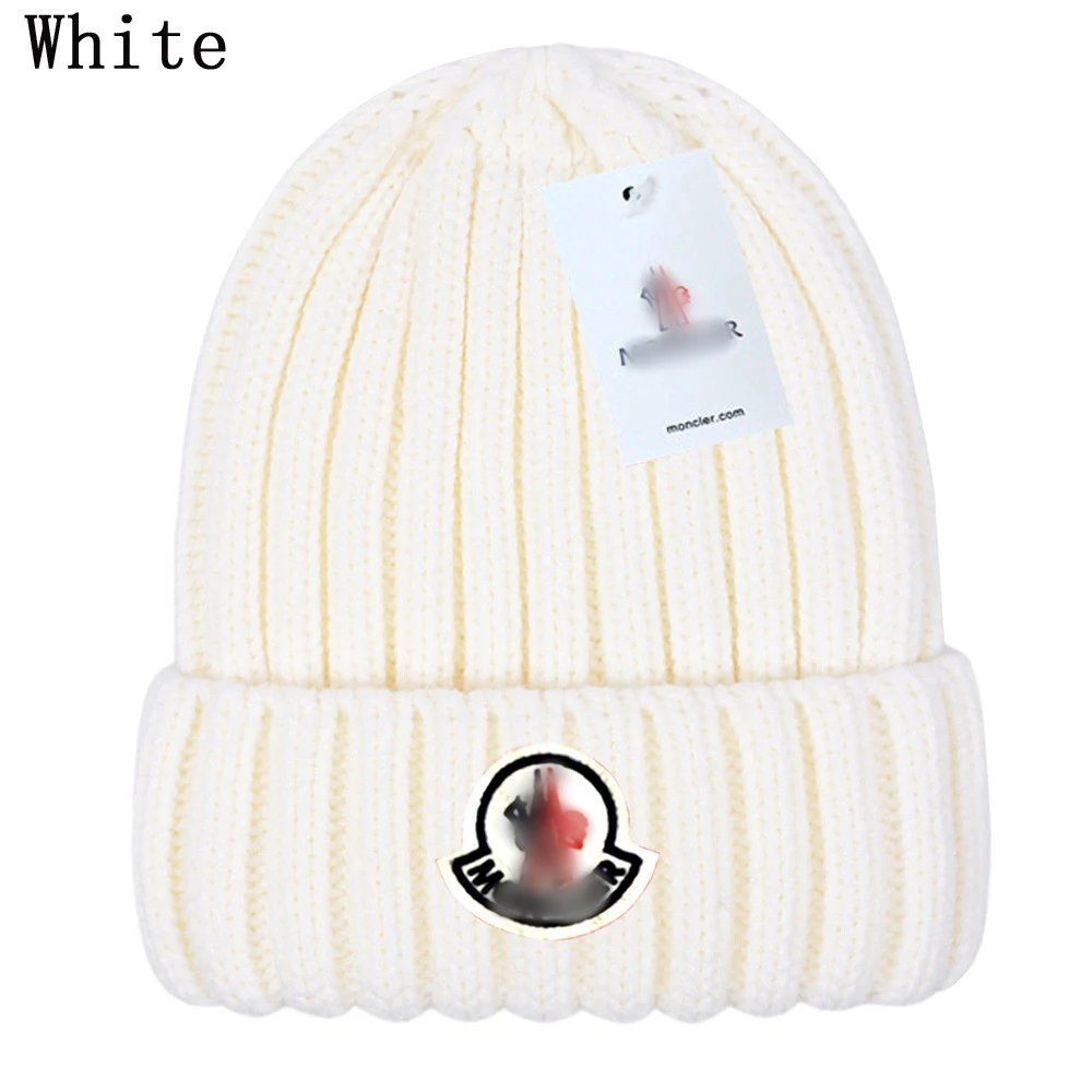 Ribbed Knit Winter Beanie Warm Hat Unisex Ivory White - Moncler - Cnfans - $10.16