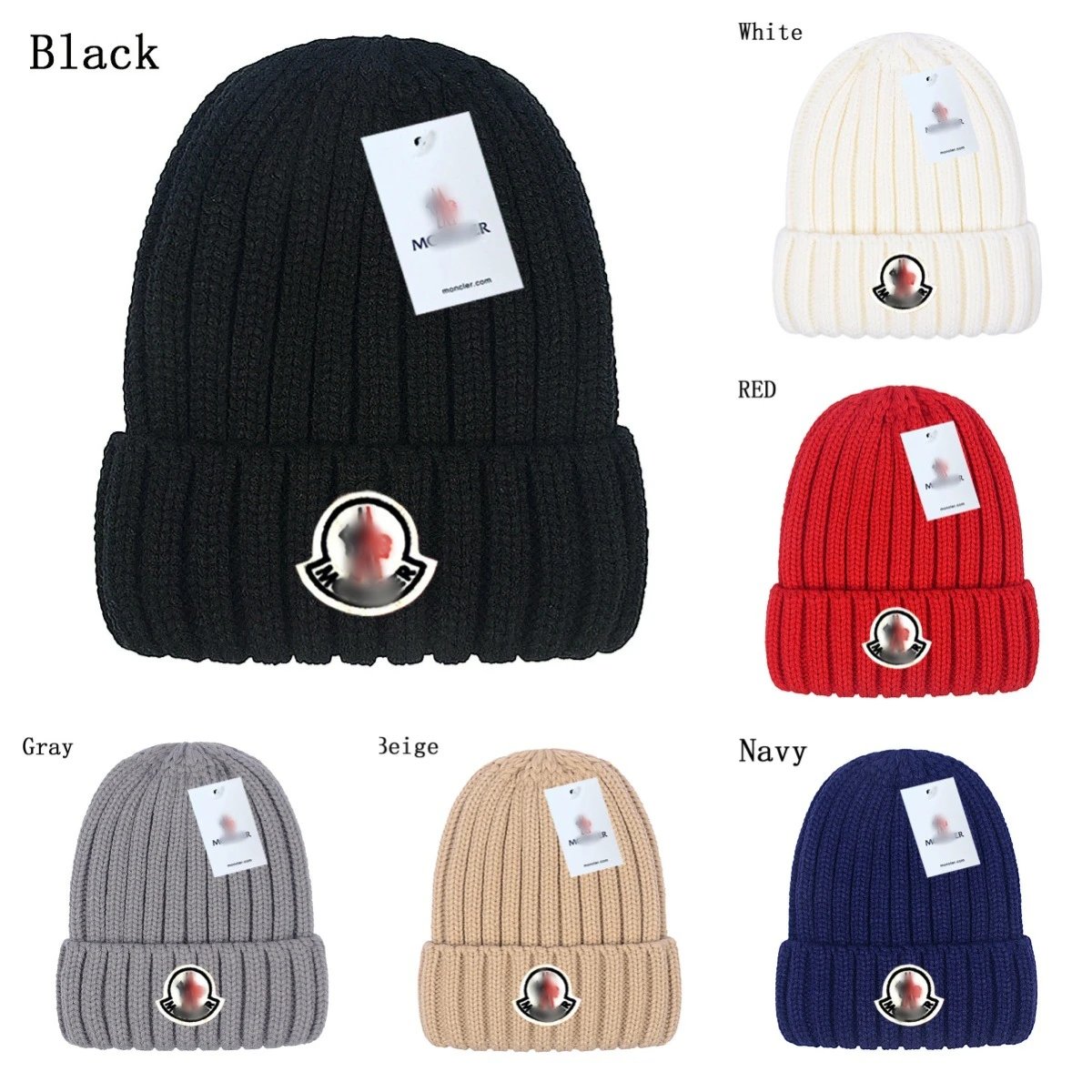 Ribbed Knit Winter Beanie Warm Hat Unisex Ivory White - Gallery Image 1 - Detailed View