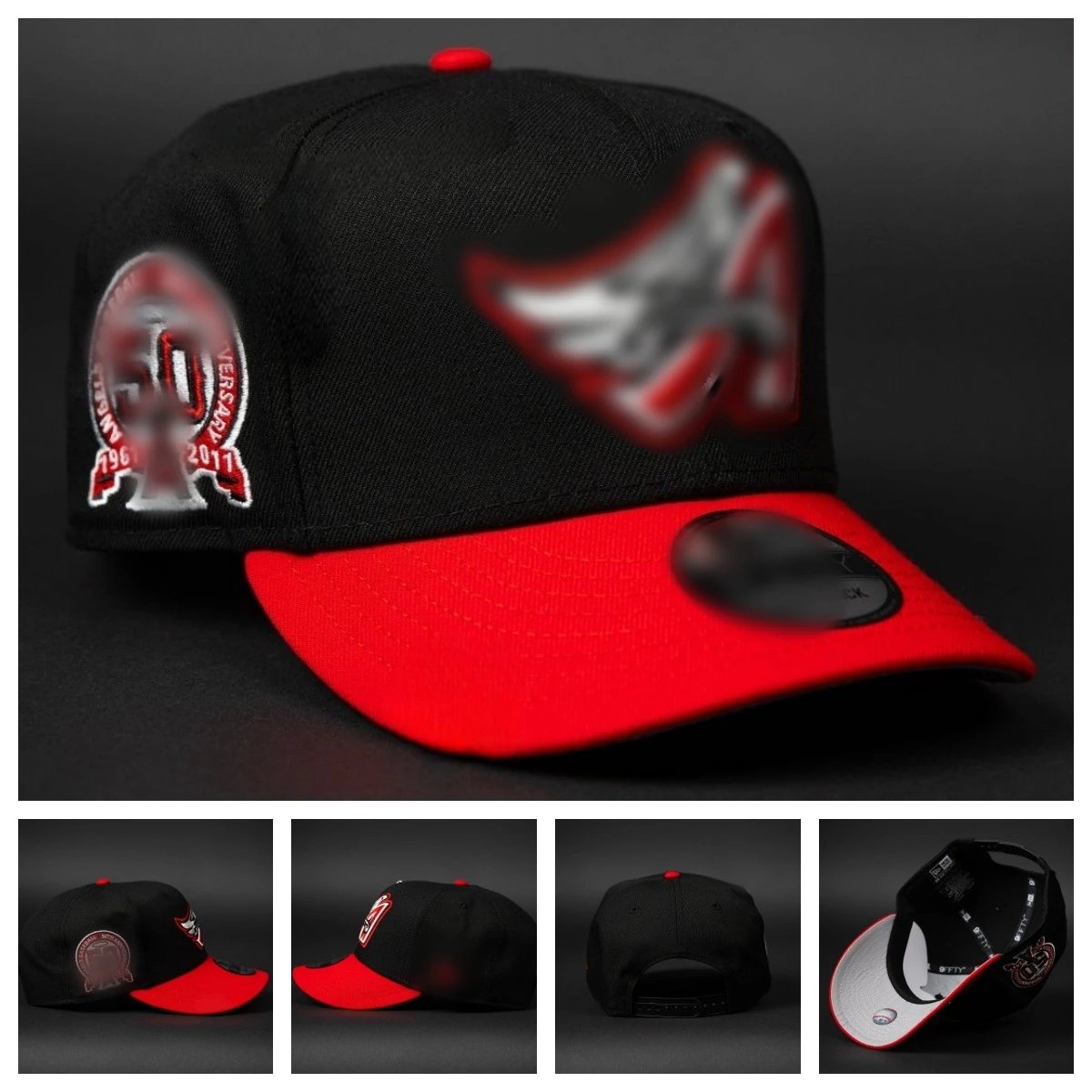 MLB Embroidered Baseball Cap Black Red - Gallery Image 1 - Detailed View