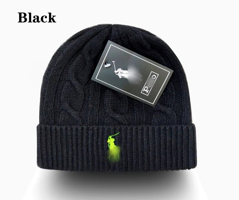 Knit Wool Beanie Warm Winter Hat unisex - Onyx - Ralph Lauren - Cnfans - $10.16