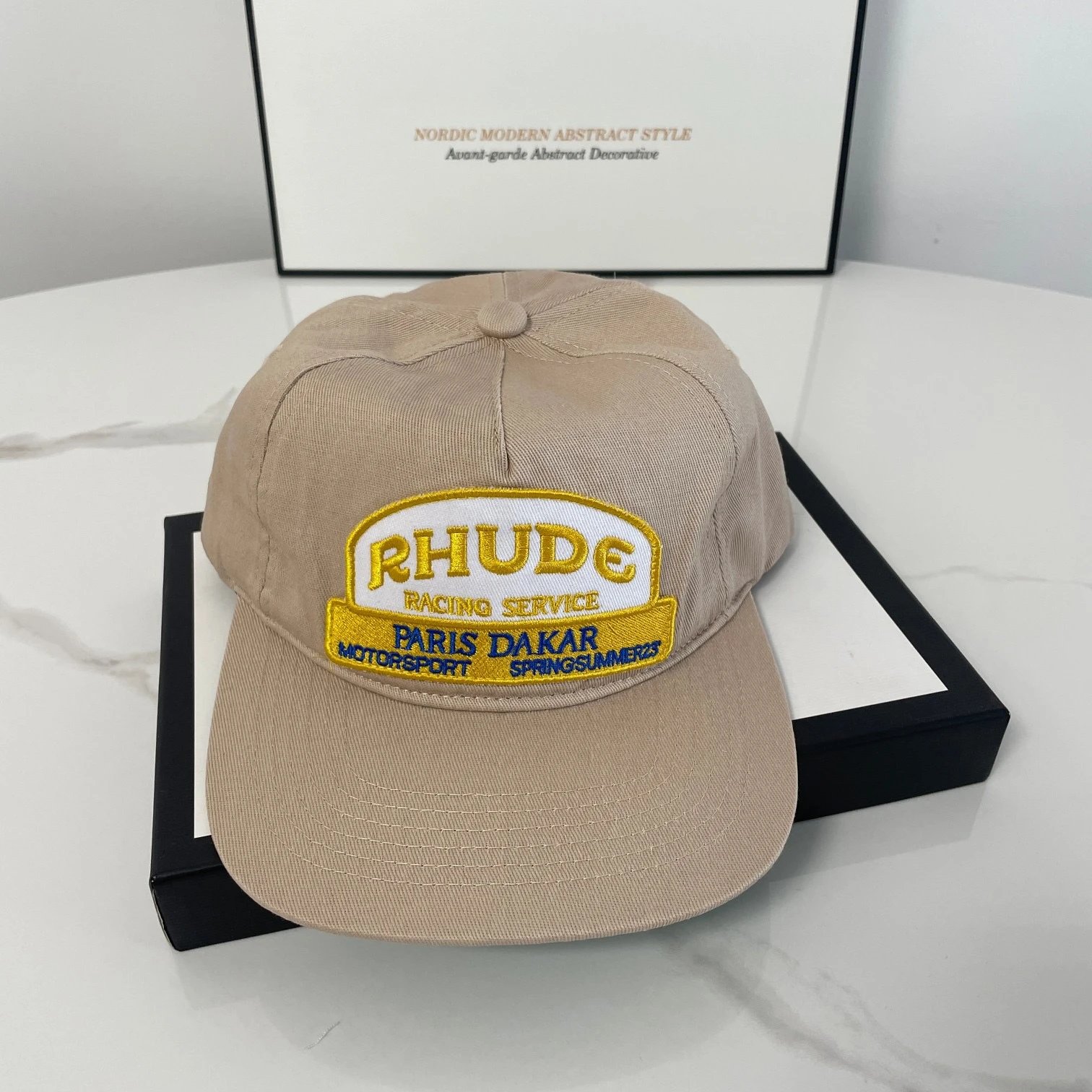 Rhude Embroidered Baseball Cap Beige - Related Product - Cnfans