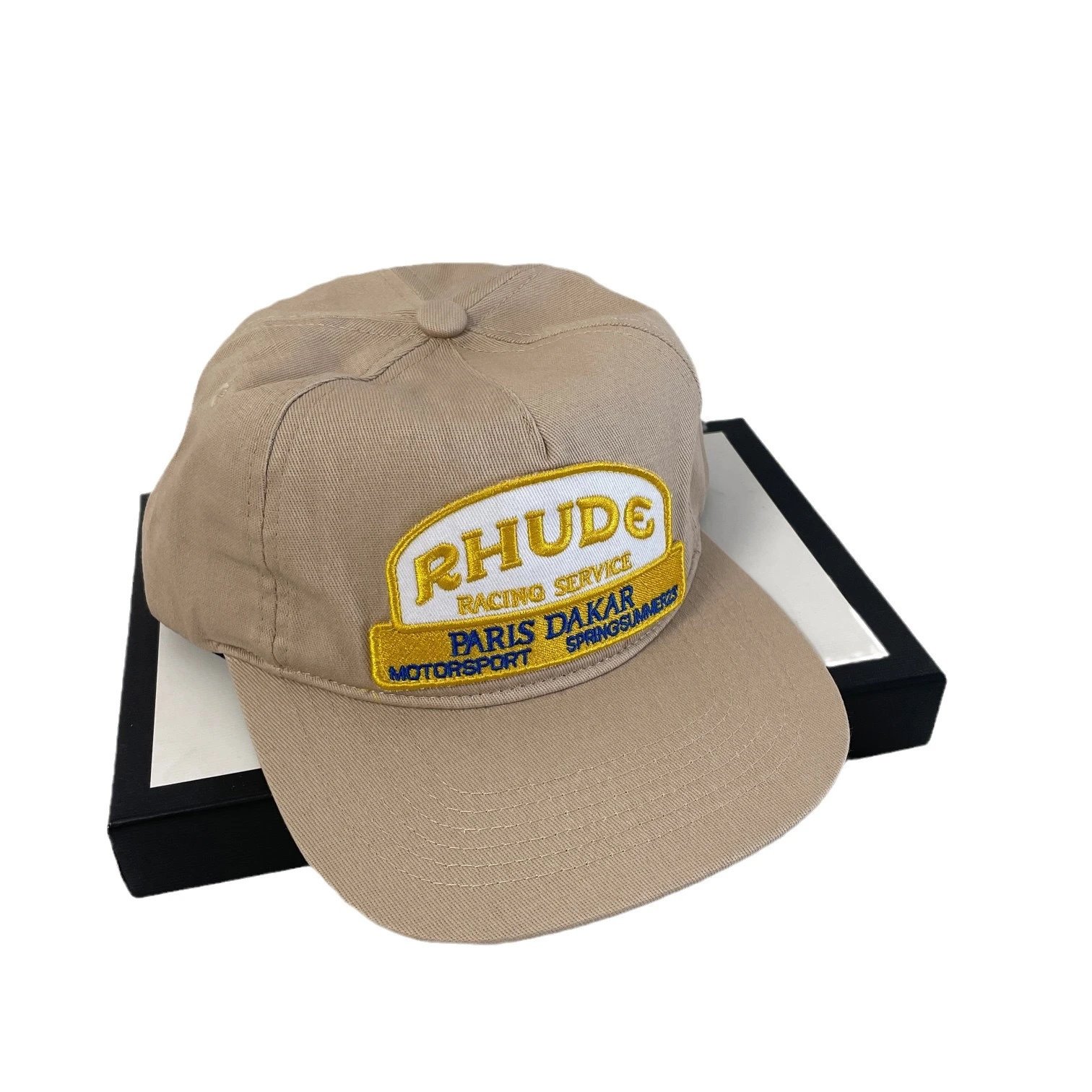Rhude Embroidered Baseball Cap Beige - Gallery Image 5 - Detailed View