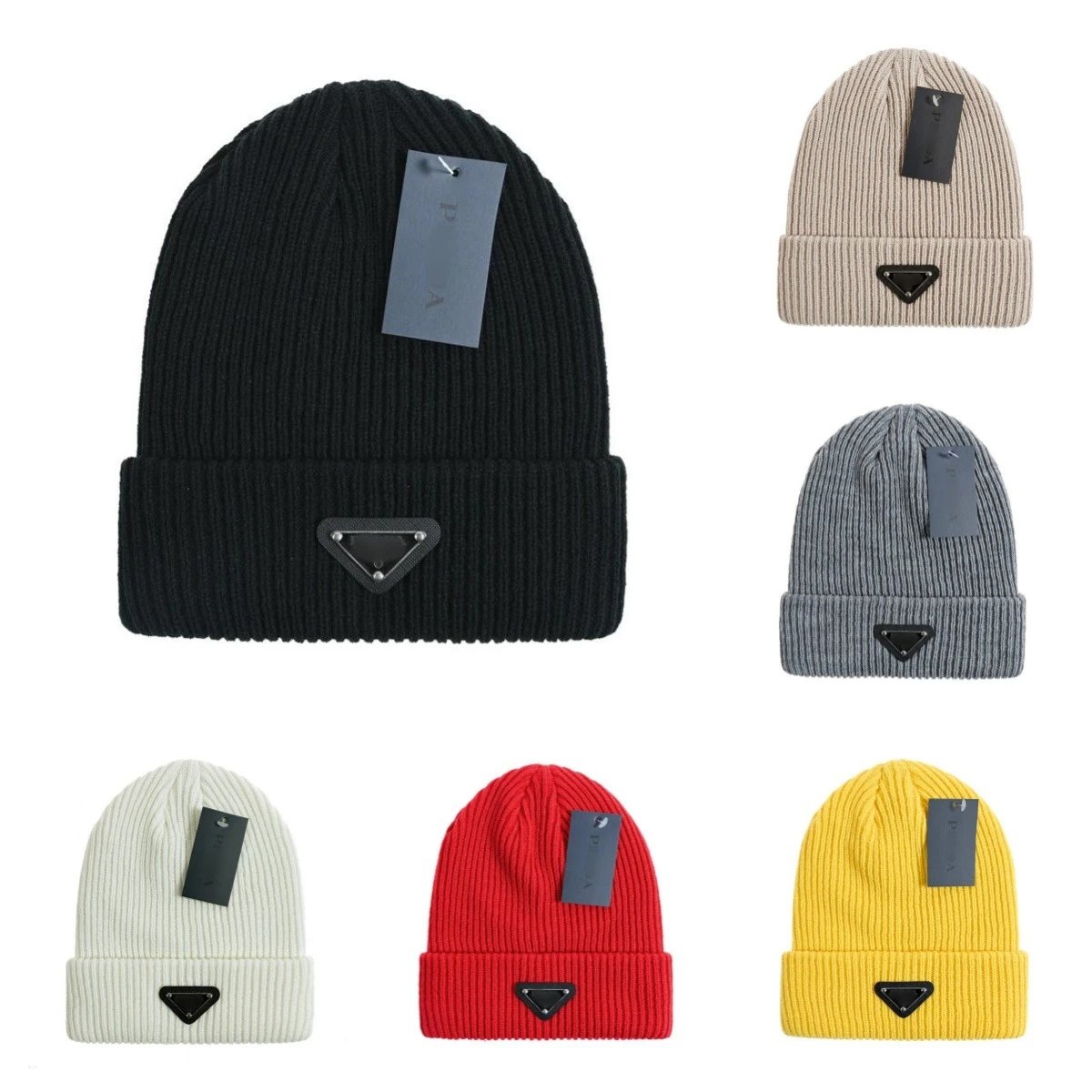 Knit Beanie Hat Unisex Windproof Winter Cap, Rose - Gallery Image 1 - Detailed View