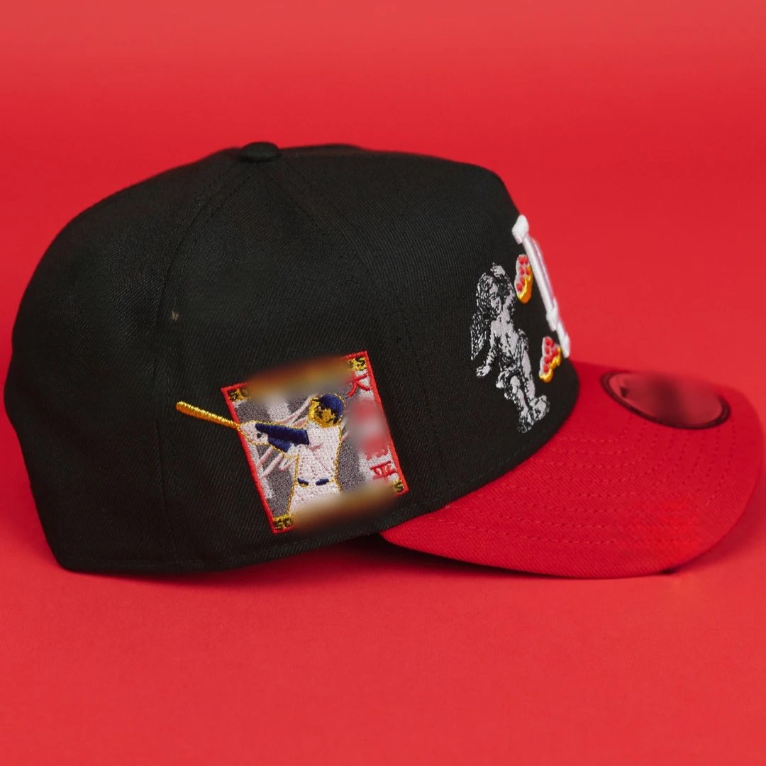 Embroidered Baseball Cap Trendy Snapback Scarlet - Gallery Image 2 - Detailed View