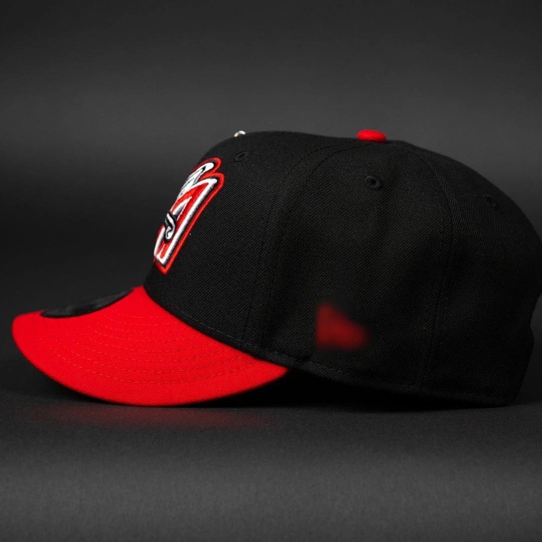 MLB Embroidered Baseball Cap Black Red - Gallery Image 4 - Detailed View