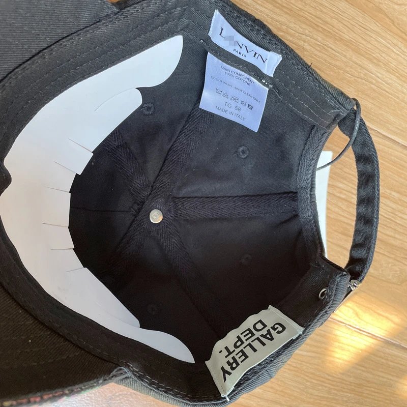 Washed Cotton Baseball Cap in Noir - Gallery Image 3 - Detailed View