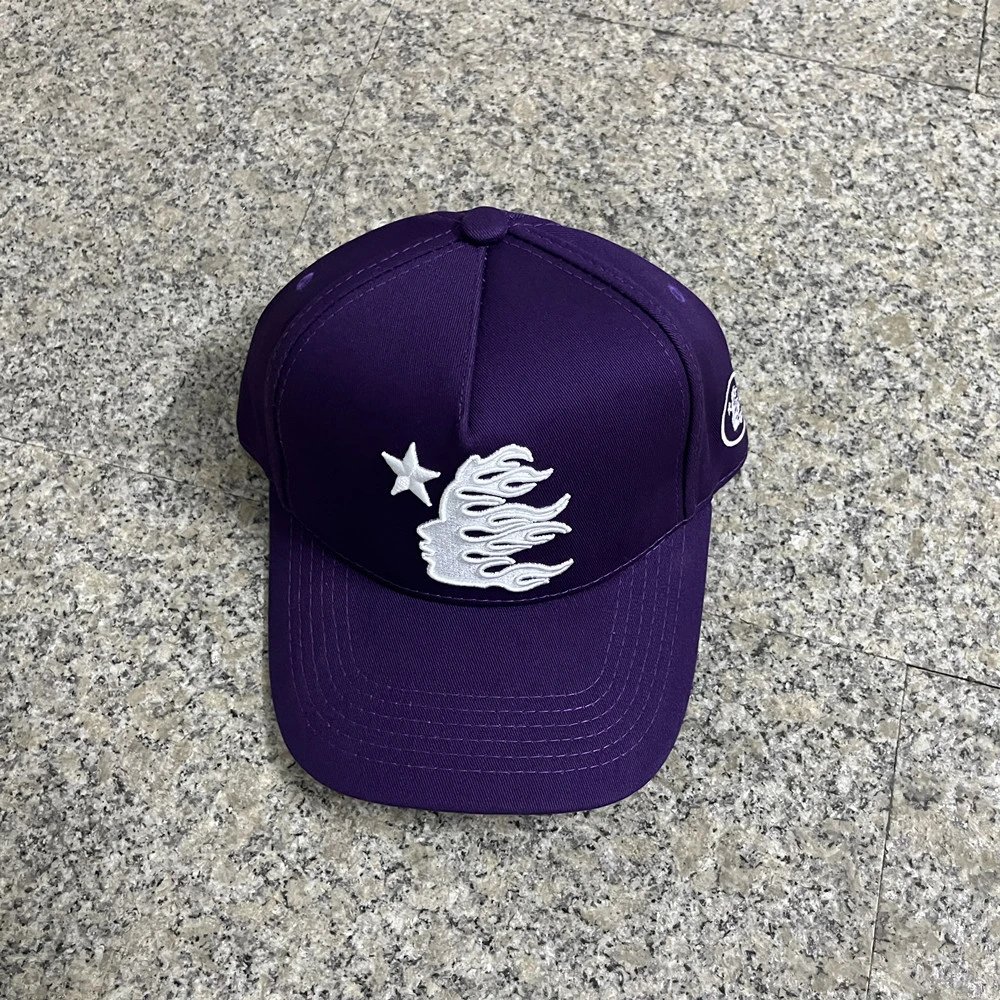 Streetwear Embroidered Hellstar Baseball Cap Navy Blue - Gallery Image 3 - Detailed View