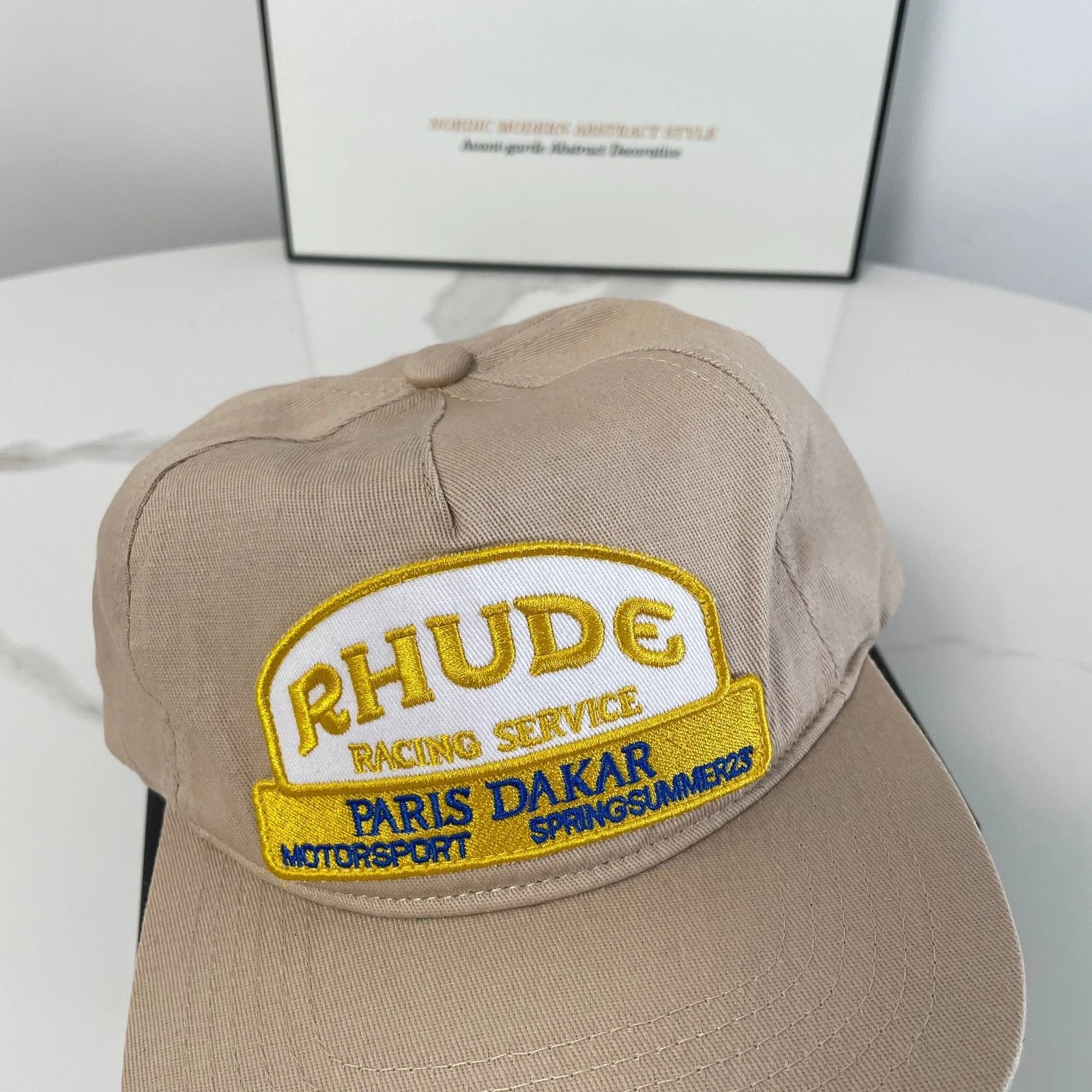 Rhude Embroidered Baseball Cap Beige - Gallery Image 3 - Detailed View
