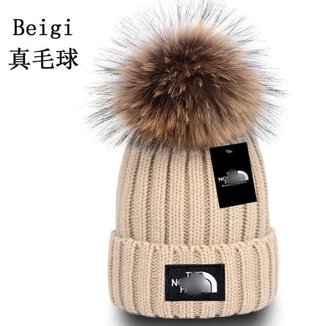 Winter Knit Beanie Hat Fox Fur Pompom - Navy - Gallery Image 5 - Detailed View