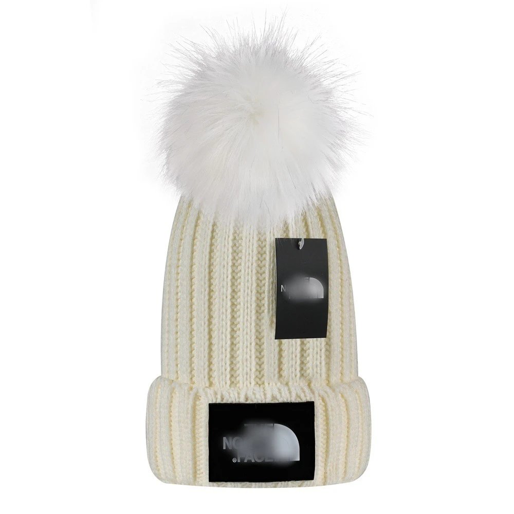 Knit Beanie Pom Pom Winter Hat Unisex Ivory - Gallery Image 2 - Detailed View