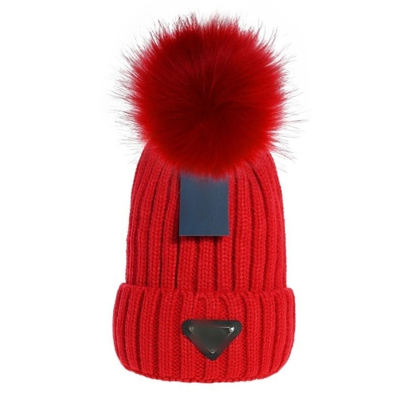 Winter Knit Beanie Hat Unisex Pom Pom Scarlet - High Quality Product Image - Cnfans