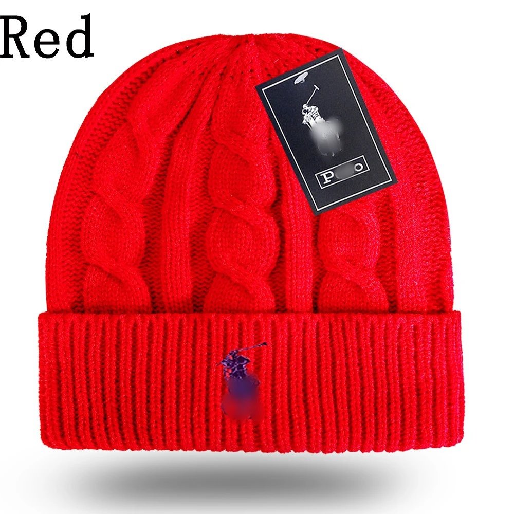 Knit Beanie Warm Winter Hat Unisex Cap - Crimson - Ralph Lauren - Cnfans - $10.16