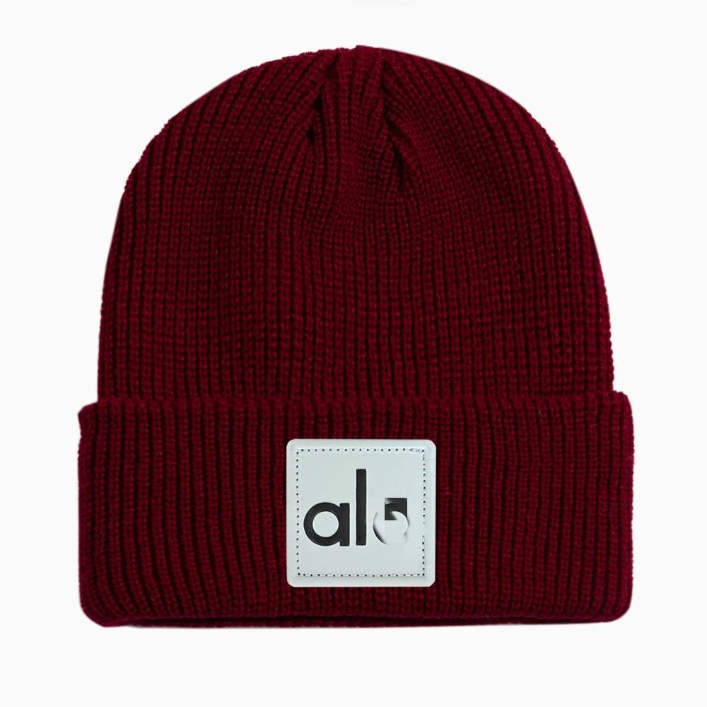 Casual Wool Beanie Winter Hat Burgundy - Alo - Cnfans - $10.16