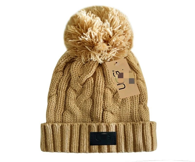Winter Knit Beanie Hat Pom Warm Heather Gold - UGG - Cnfans - $10.81
