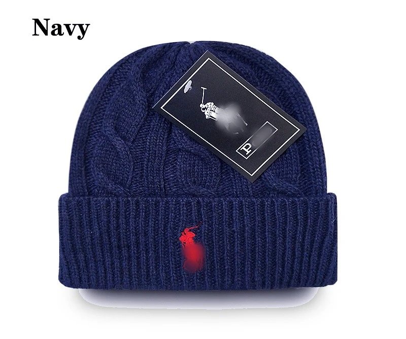 Winter Knit Beanie Hat Casual Wool Cap Navy - Ralph Lauren - Cnfans - $10.16