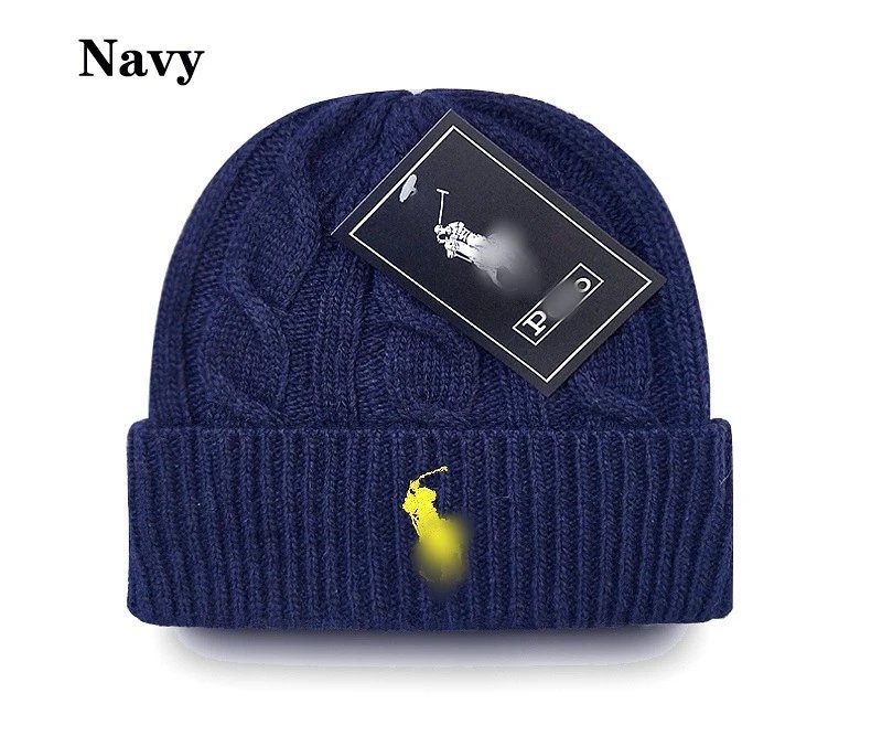 Cable-Knit Wool Beanie Warm Winter Hat Navy - Ralph Lauren - Cnfans - $10.16