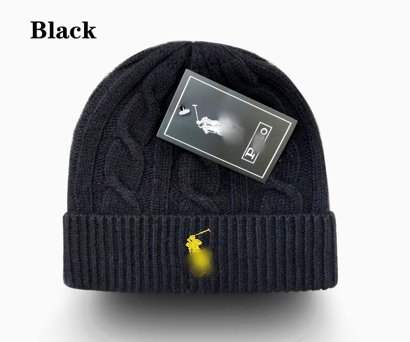Cable-Knit Wool Beanie Winter Warm Hat - Onyx - Ralph Lauren - Cnfans - $10.16